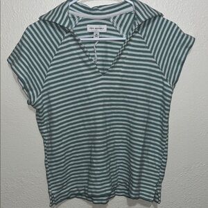 Free Assembly Green Striped Short Sleeve Top